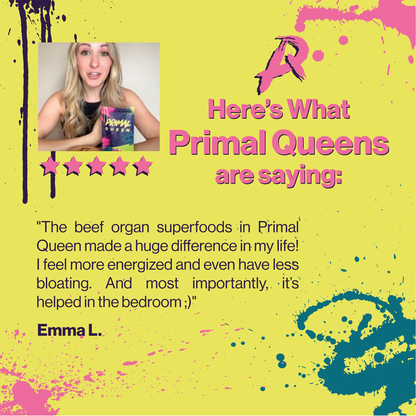 Primal Queen Female-Optimized Beef Organ Superfood Supplement (Beef Liver, Kidney, Heart, & 3 More) - 100% Grass Fed, Pasture Raised - 3rd Party & Clinically Tested